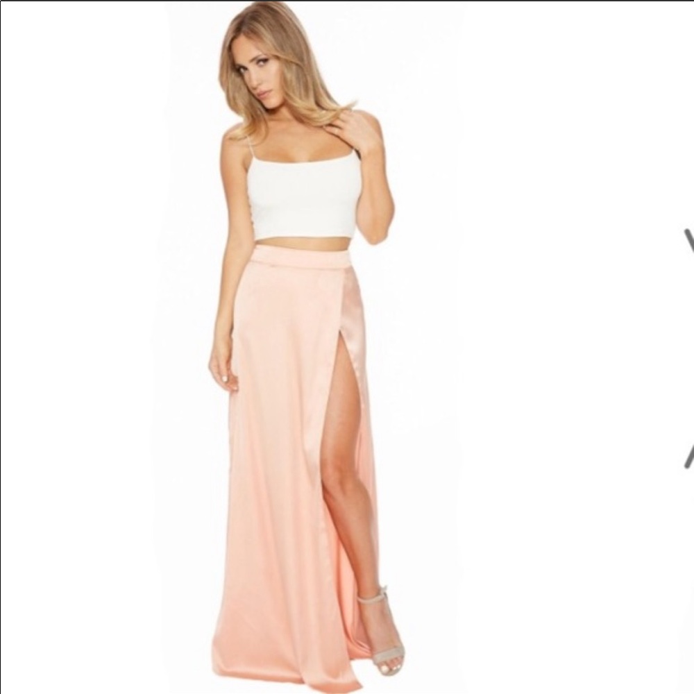 Silk Maxi Skirt w High Leg Slit
